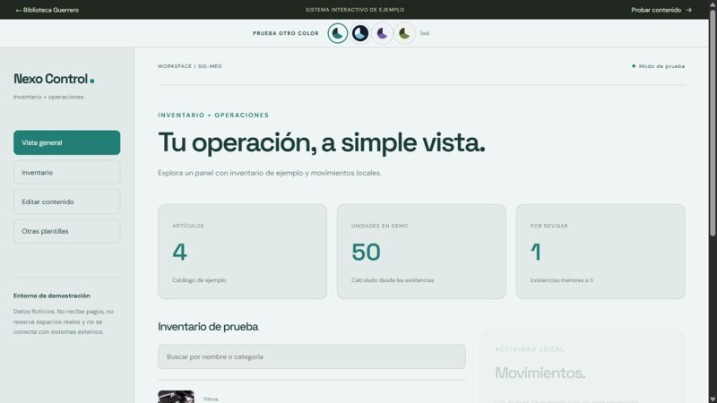 Vista real de Inventario + operaciones