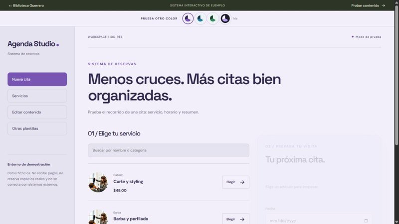 Vista real de Sistema de reservas