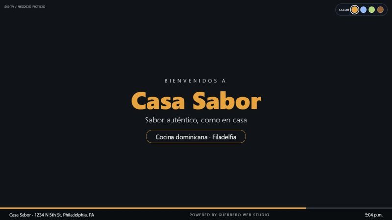 Vista del menú para TV